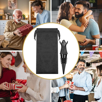 MR.BARWARE Ghost Wine Stopper – Spooky Gift for Men Women, Black Ghost-Shaped Bar Accessory with Gift Bag, Perfect for Halloween Birthday Fathers Day Christmas