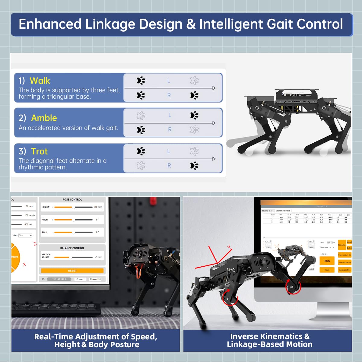 PuppyPi Robot Dog with ChatGPT Large AI Models AI Embodied Intelligence ROS Robotic Dog Vision Scene Voice Understanding SLAM Mapping Navigation Bionic Quadruped Robot, Ultimate Kit & RaspberryPi5 2GB