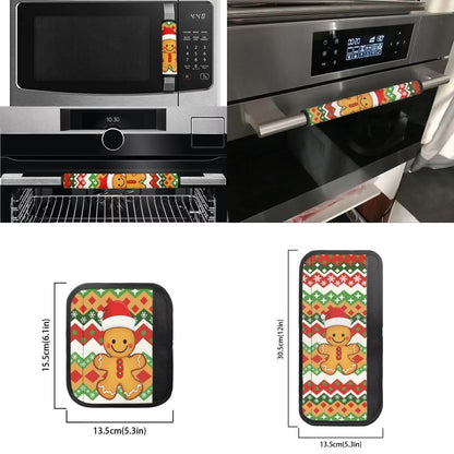 Biyejit Christmas Gingerbread Men Refrigerator Door Handle Cover Set of 6 - Replacement Kitchen Appliance Gloves Keep Off Fingerprints Food Stains,for Ovens, Dishwashers