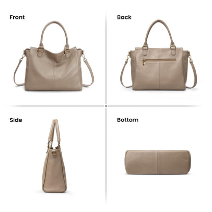 befen Soft Genuine Leather Medium Tote Bag Crossbody Bags for Women Leather Purses Handbags Satchel Purse Shouder Bag with Top Handles for Daily & Travel Taupe
