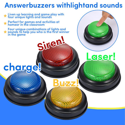 8 Pack Buzzers for Trivia Games,Classroom Must Haves Answer Buzzers, Family Feud Buzzer with Lights and Sound for Quizzes Party, Game Show Buzzer Buttons for Kids, Adults and Teacher Supplies