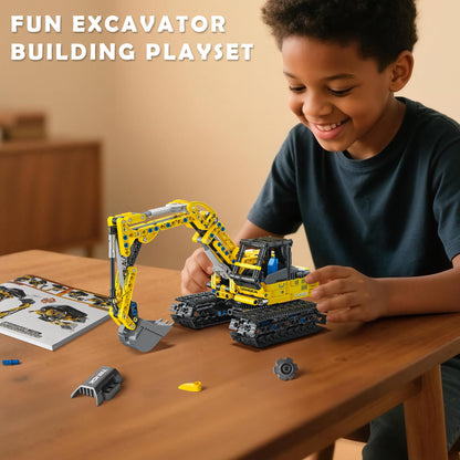BeepZipp 2-in-1 Excavator & Bulldozer Building Kit - 399 Pieces STEM Educational Construction Toys for Kids, Creative Birthday Gift Idea