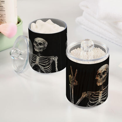 Zhirexin Halloween Skull 2PC Airtight Transparent Plastic Storage Jar Food Storage Container Plastic for Food Herbs Tea etc with Storage Lid easy to use and clean With lid Easy To Use