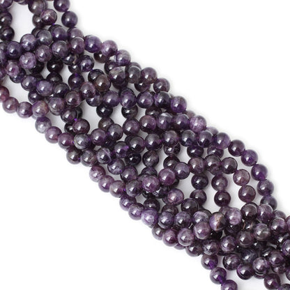 CHEAVIAN 45PCS 8mm Natural Amethyst Gemstone Round Loose Beads Crystal Energy Stone Healing Power for Jewelry Making 1 Strand 15"