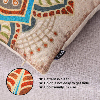 TRENDIN Vintage Halloween Pillow Cover, 18x18 inch Farmhouse Orange and Black Crow Square Throw Pillowcase Home Chair Office Linen Cushion Cover for Sofa Couch PL726TR