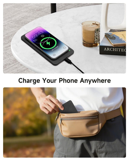 Valet Tray, Built in Wireless Charging Pad, Nightstand Organizer, Two-Toned Premium Vegan Leather Desk Bedside Caddy Organizer Tray for Keys, Watch, Wallet, Jewelry (Black+Gray)