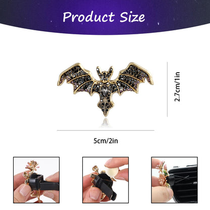 ORIESSE Gothic Car Decor,Bling Bat Car Air Freshener Vent Clip,Dark Style Rhinestone Vehicle Interior Dashboard Decoration for Teens,Refillable Clip on Diffuser