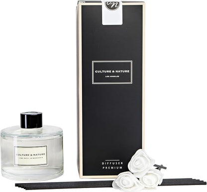 CULTURE & NATURE Reed Diffuser Set 6.7oz (200ml) Lime Basil Mandarin Scented Diffuser with Sticks Home Fragrance Reed Diffuser for Bathroom Shelf Decor