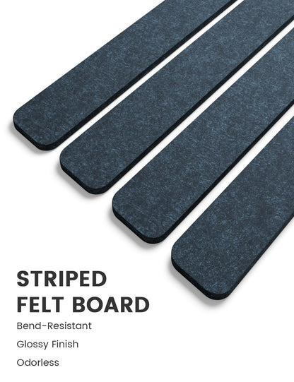 Fluxynara Cork Board Alternative Felt Strip Board 5-Pack 13"x2", Office Pin Board with 35 Push Pins, Adhesive Install for Bedroom Door & Home Office (Denim Blue)