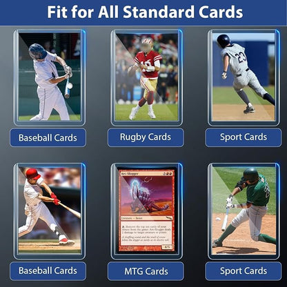 200 Hard Plastic Card Sleeves, Premium Baseball Card Protectors, 3"x 4" Trading Cards Sleeves, Sports Game Cards Holder Top Cases (100 Hard Sleeve + 100 Soft Sleeve)