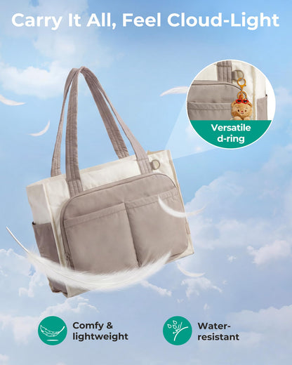 BAGSMART Tote Bag for Women, Work Bag fits 13.3"/15.6" Laptop, Puffy Travel Tote Handbag with 30oz/40oz Tumbler Holder