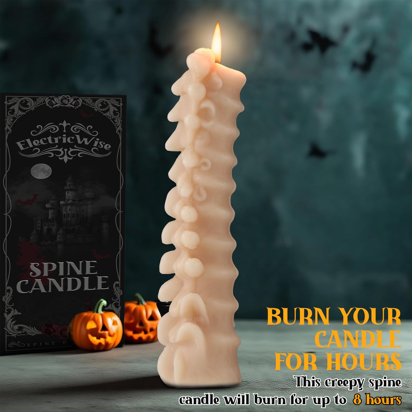 ElectricWise Spine Candle, Spooky Candle for Gothic Decor Gift, Christmas Premium Natural Scented Beeswax with Cotton Wick for Parties, Home, Rituals, Gift, Halloween Decorations