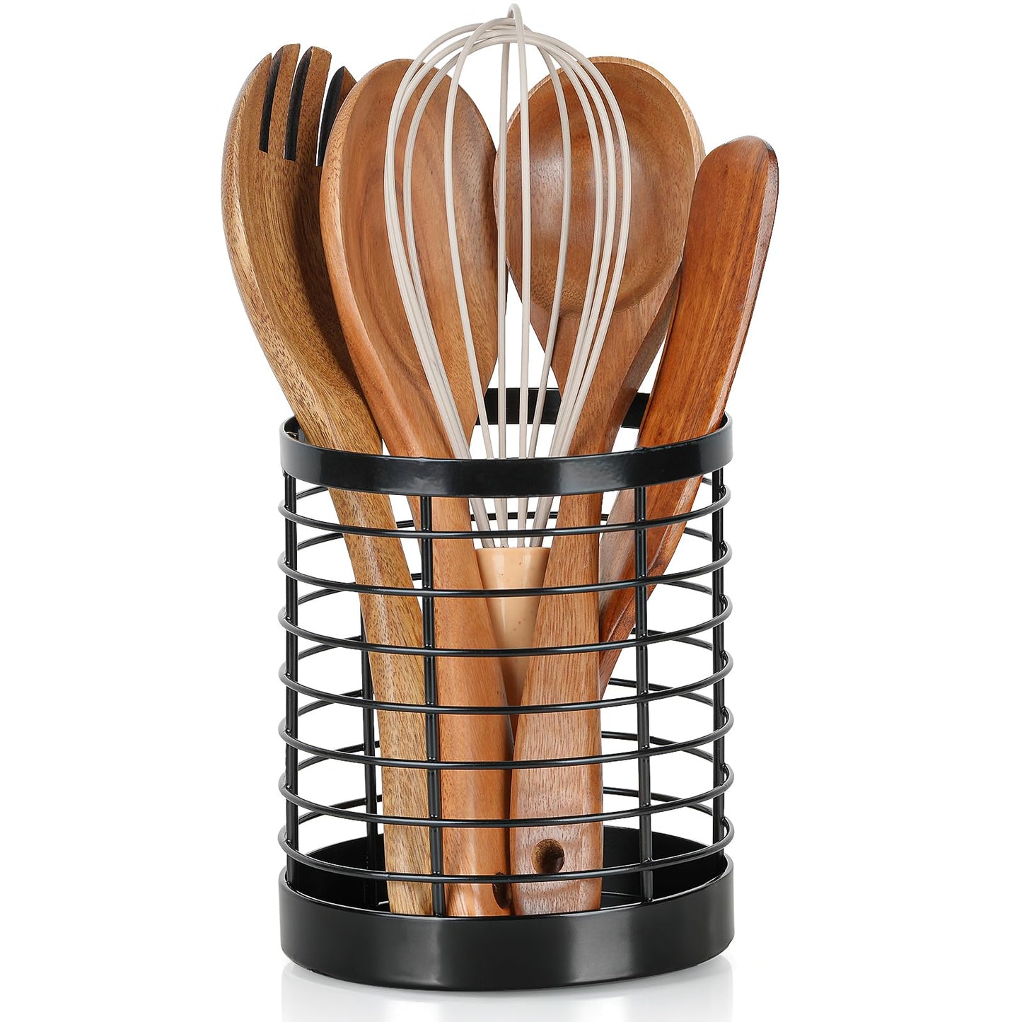 IWNTWY Utensil Holder for Kitchen Counter, Stainless Steel Utensil Crock for Cooking Tools, Spatula, Silverware Forks, Knives, Spoons Countertop Organizer