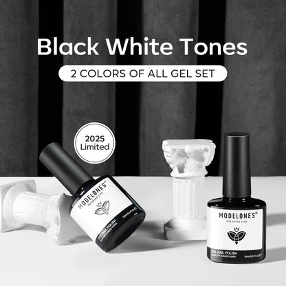 modelones Gel Nail Polish Set 2 Pcs 15ml French Manicure Kit White Nude Pink Jelly Sheer Gel Polish Soak Off UV LED Classic French Tip Gel Polish Natural Nail Art DIY Gift for Women