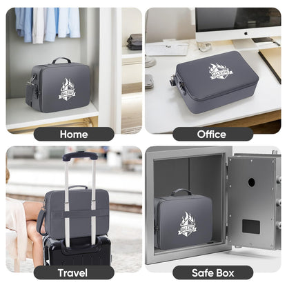 BALEINE Fireproof Document Box with Lock, Portable Fireproof Document Bag Waterproof Fire Proof File Boxes for Documents, File Organizer Box for Important Paperwork (Gray, 15''x11''x4'')