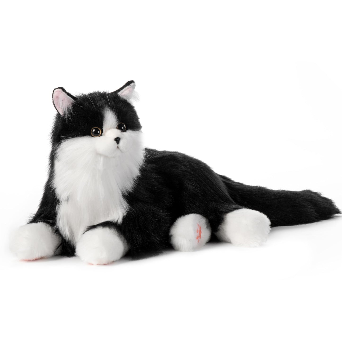 Chongker Interactive Companion Robot Cat Pets, Handmade Weighted Stuffed Animals, Cat Plush Toy with Voice Response, Realistic Heartbeat and Purring, Black Cat