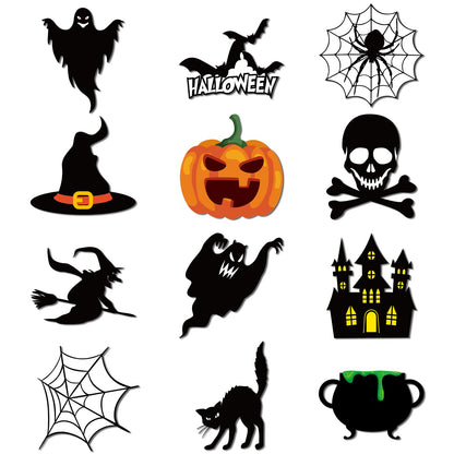 Dinifee 60 Pcs Halloween Cutouts Paper Bulletin Board Cutouts Decorations Ghosts Pumpkin Skull Shaped Die Cut Wall Decor for DIY Craft Halloween Party School Classroom Bulletin Board Decorations