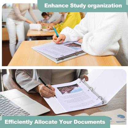 SUIN 1-Inch 3-Ring-Binder, Customizable Clear View Cover, for US Letter Size 8-1/2 x 11'', Perfect for Office/School (White - 2 Packs)