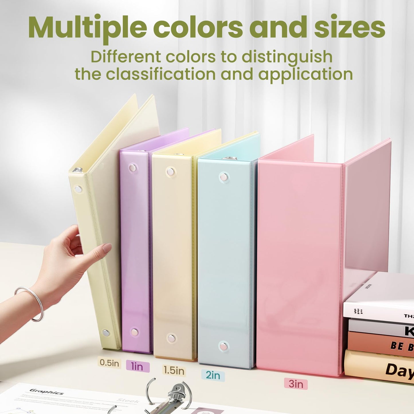 SUNEE 3 Ring Binder 1 Inch 2 Pack, Clear View Binder Three Ring PVC-Free (Fit 8.5x11 Inches) for School or Office Supplies, Yellow