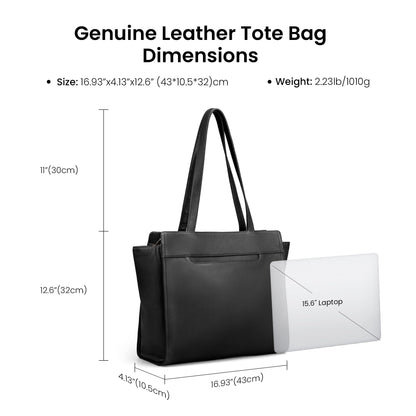 befen Genuine Leather Tote Bag for Women Work,Black Leather Tote Bag,Large Women's Zippered Shoulder Bags Purses Satchel Handbags with Top Handles Work Purse for Daily Travel