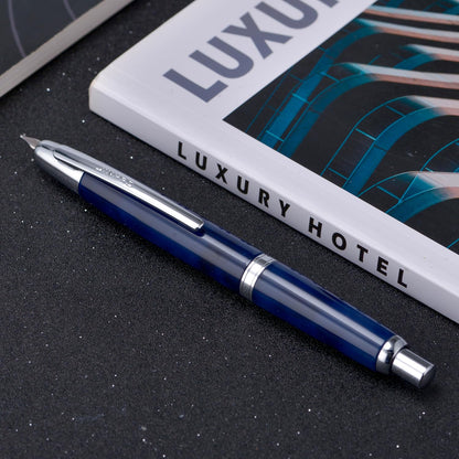 Jinhao 10 Press Fountain Pen with Box, Glacier Blue Retractable Extra Fine Nib with Ink Converter Set (Silver Clip)