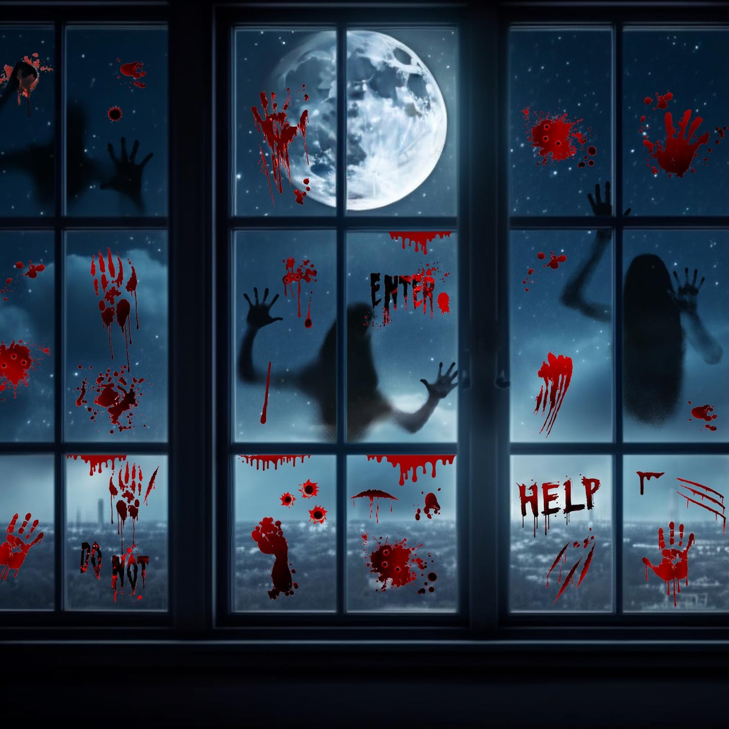 Lincia 19 Sheet Halloween Car Decorations Bloody Handprint Stickers DIY Halloween Car Accessories Horror Cars Decal Scary Blood Clings for Headlight Window Taillight Home Decor Office Party Supplies