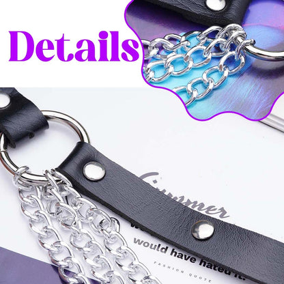 GEMILY Leather Chest Chain Belt Fashion Rave Goth Body Harness for Women