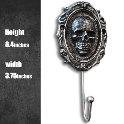 IRISVITA Gothic Skull Hook for Wall, Rustic Gothic Wall Hanger for Keys, Halloween Decor, Goth Key Holder for Dark Academia Bedroom or Living Room