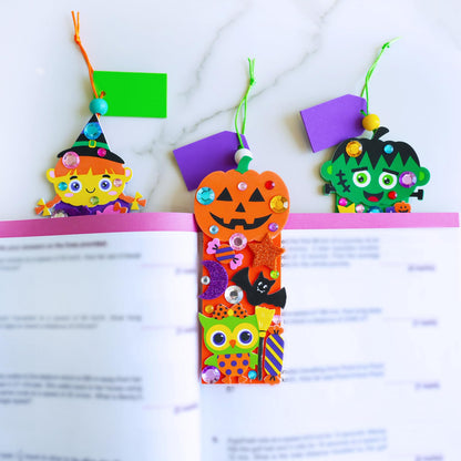 Winlyn 24 Sets Halloween Craft Kits Fall Crafts DIY Candy Corn Bat Ghost Witches Bookmark Ornaments Art Sets Foam Stickers Arts and Crafts for Kids Classroom Activities Trick-or-Treaters Party Favors