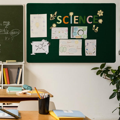Large Bulletin Board - 60 x 36 Inches, Decorative Felt Pin Board for Wall - 5' x 3' Foldable Photo Display Board with Self-Adhesive Tape, Includes 20 Push Pins - Dark Green
