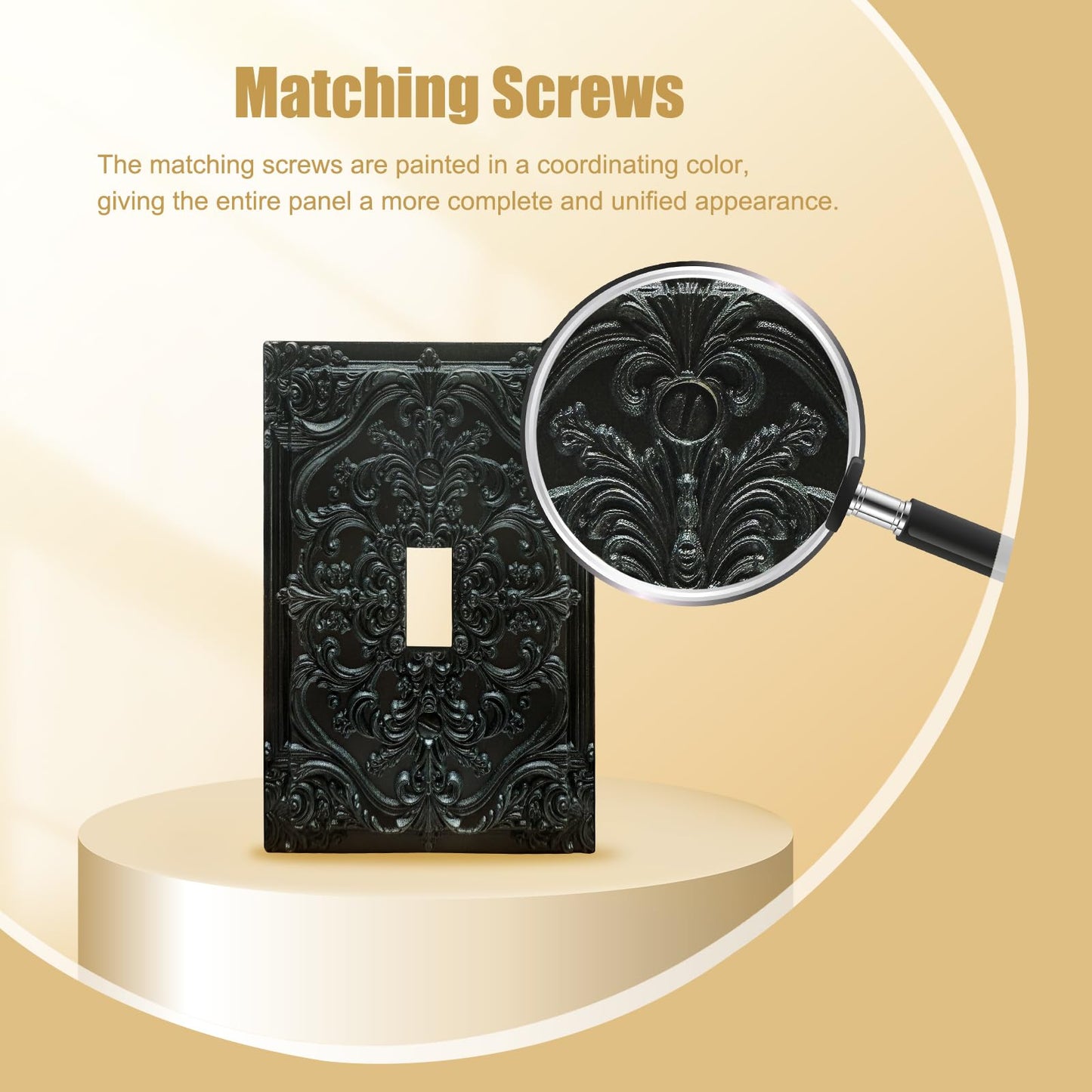 Spshian Decorative Light Switch Plate Covers Black Flower Elegant 3D Floral Embossed 1 Gang Light Switch Cover Plate Single Toggle Wall Plate Outlet Covers Faceplate for Bedroom Home Decor