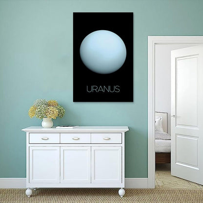 XIAOLOUTINYU Solar System Canvas Wall Art - Uranus Planet Space Poster for Kids Room Bedroom Classroom, STEM Educational Astronomy Decor, Science Gift for Boys Girls Teens, 16x24 Inch Unframed