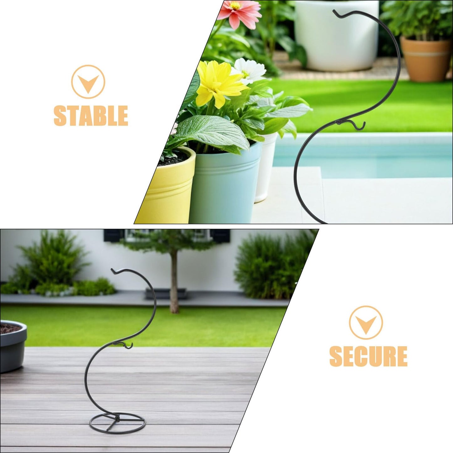 Toyvian 2pcs S-shaped Air Plant Stand Hangers 14x34.2cm Iron Wire Decorative Hanging Hook for Terrarium Display, Glass Globe Holder, Seasonal Ornament Display and Tabletop Art Craft Decor