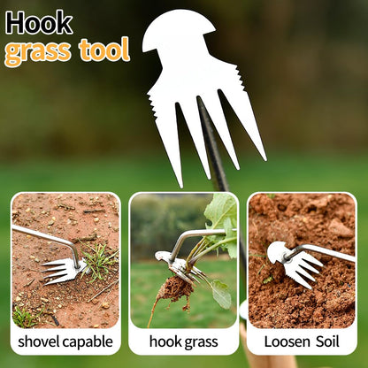 GANCHUN Weed Puller Tool, 3 Pack 2025 New Garden Stainless Steel Weeder Tool Hand Weeder Tool,Multi-Purpose Weed Remover Tool Weeding Tools for Gardening(Wooden Handle)