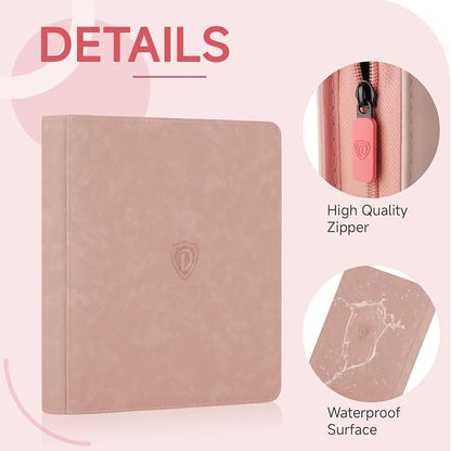 Trading Card Binder with Zip,12 Pockets Card Binder,720 Double Sided Pocket Card Collection Binder,Card Album Card Folder for MTG,TCG,Sports Cards,Game Cards,Pink
