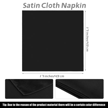 MCEAST Satin Cloth Napkins and Napkin Rings Set of 8, Smooth Fabric Table Napkins and Napkin Holder for Wedding, Birthday Dinner Party, Family Gatherings, Table Decor (Black, 17 x 17 Inches)