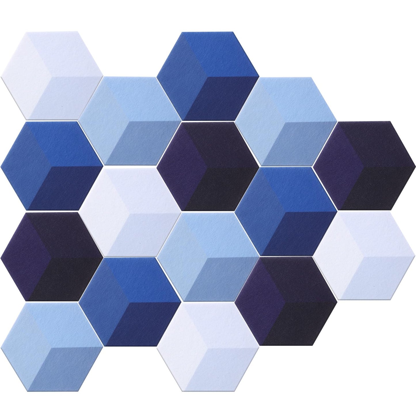 Tegeme Blue 16 Pcs 6.7 x 5.9 Inches Hexagon Felt Cork Board Tiles for Walls Back to School Self Adhesive DIY Hexagon Wall Panels Notice Bulletin Board for Office Home Stickers Photos Display