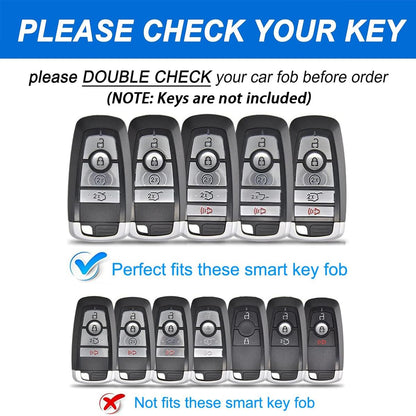 WiiLemz Key Fob Cover for Ford with Keychain, Upper Leather + Soft TPU Key Cover Case for Explorer Fusion Escape Edge Expedition F150 F250 F350 F450 F550 Maverick Mustang (5-Buttons, Black)