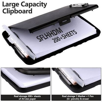 SFLHHDM Storage Clipboard with Pen Holder, High Capacity Clipboards for Classroom, Clip Boards 8.5x11 with Storage, Low-Profile Clip, Lightweight Plastic Clipboard for Kids, Lawers, Office Workers