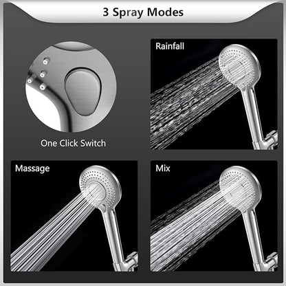 FEELSO Filtered Shower Head with Handheld, High Pressure 3 Spray Mode Showerhead with 60" Hose, Bracket and 15 Stage Water Softener Filters for Hard Water Remove Chlorine and Harmful Substance
