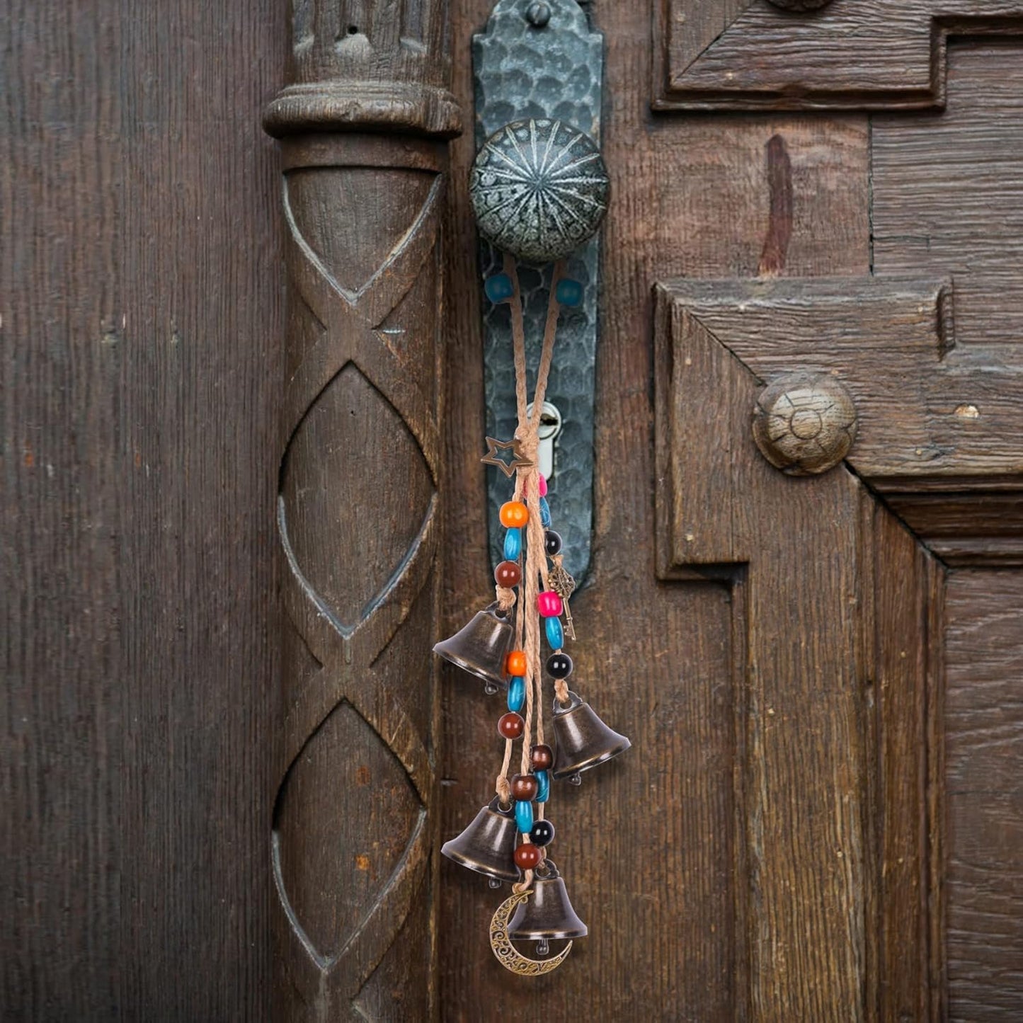 Handmade Witch Bells for Home Door Knob,Witch Decor Jingle Bell for Home Protection,2pc Brass Bells Hanging Witchcraft Witch Stuff Wicca Supplies Wreath Bell Wiccan Magic Wind Chimes