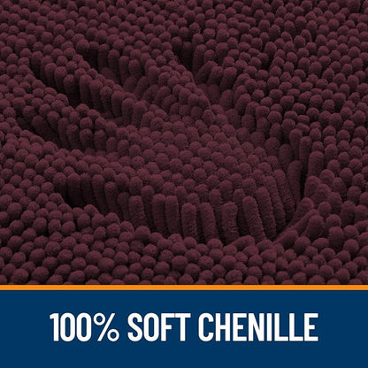 OLANLY Bathroom Rugs 30x18, Extra Soft Absorbent Chenille Bath Rugs, Rubber Backing Quick Dry, Machine Washable Bath Mats for Bathroom Floor, Tub and Shower, Home Decor Accessories, Black Cherry