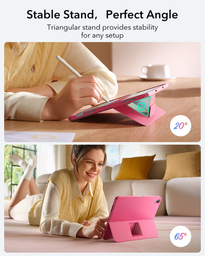 ESR iPad 11th (A16) 2025/10th Gen Flex Keyboard Case, Ultra-Light Magnetic Detachable Keyboard for iPad 10.9" with Writing/Viewing Modes, Larger Precision Trackpad, Pink
