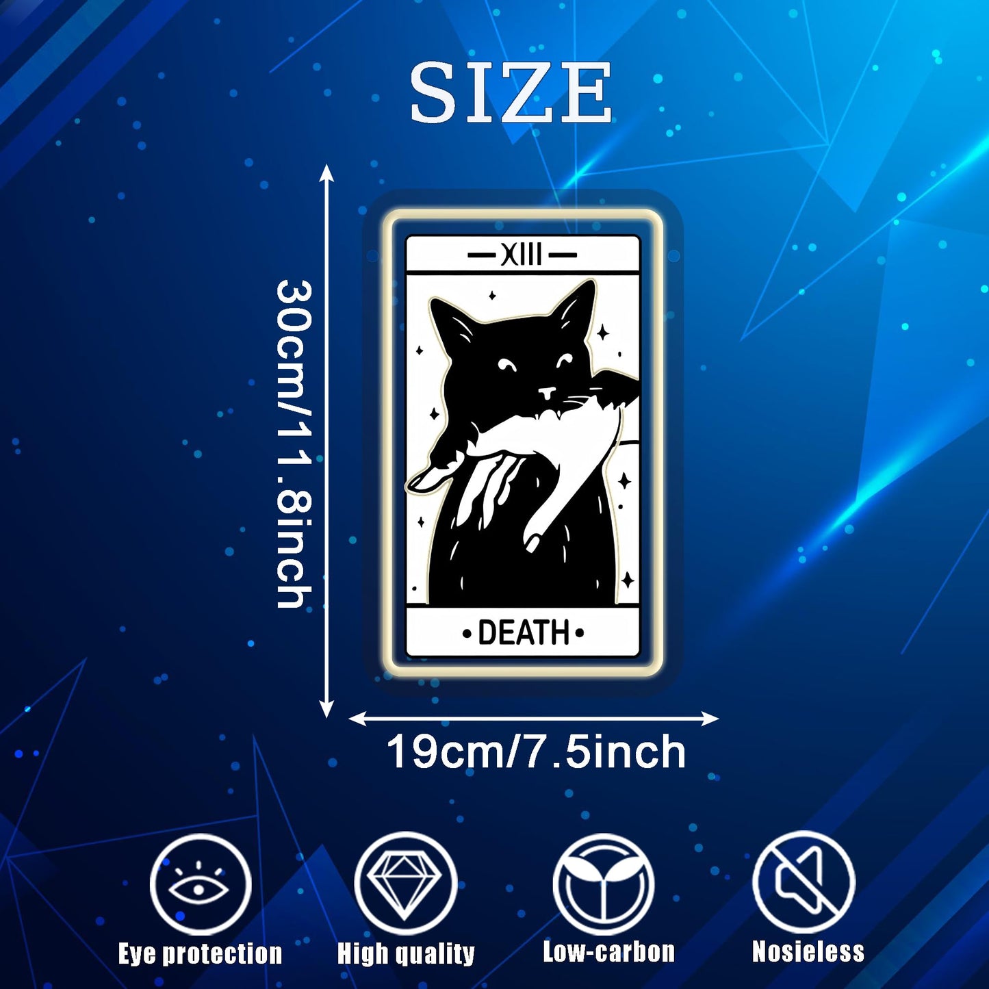 Tarot Card Neon Sign, Death Tarot LED Halloween Neon Light Sign USB Powered, for Gothic Bedroom Game Room Black Cat Party Man Cave Decor, Birthday Gifts(11.8 * 7.4 In)