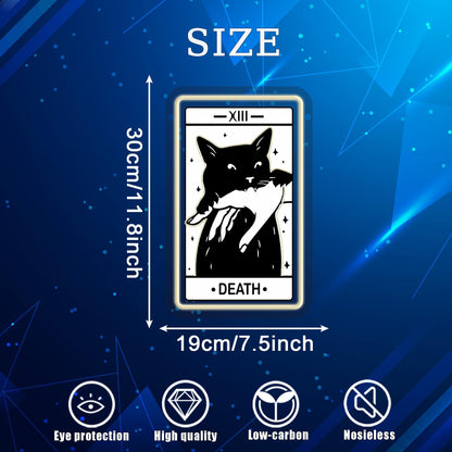 Tarot Card Neon Sign, Death Tarot LED Halloween Neon Light Sign USB Powered, for Gothic Bedroom Game Room Black Cat Party Man Cave Decor, Birthday Gifts(11.8 * 7.4 In)