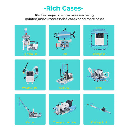 ELECFREAKS microbit Ocean Kit with Nezha Pro Expansion Board 16+ makecode Story Learning Projects, microbit Starter Sensors Kit with Rich Electronic Modules (Without microbit)