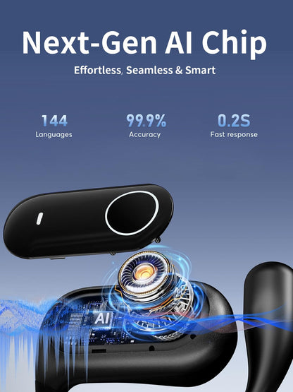 YETHKE 144 Languages AI Translation Earbuds, Bluetooth 5.4 Headphones Translator, 4-in-1 Smart Mode Touch Screen Real-Time Earphones Fit iOS and Android Devices, Ideal for Travel, Business, Learning