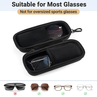 Mkono Double Eyeglasses Case, EVA Hard Shell Travel Sunglass Organizer with Zipper Closure Multiple Glasses Case for Travel (Black)