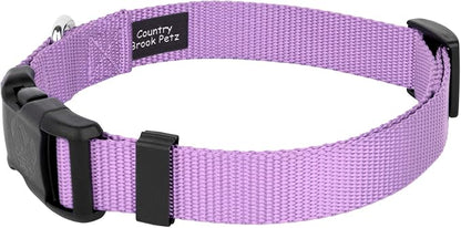 Country Brook Petz - Everyday Nylon Dog Collar and Leash - 10+ Cool Colors (3/4 Inch, Medium, Lavender)