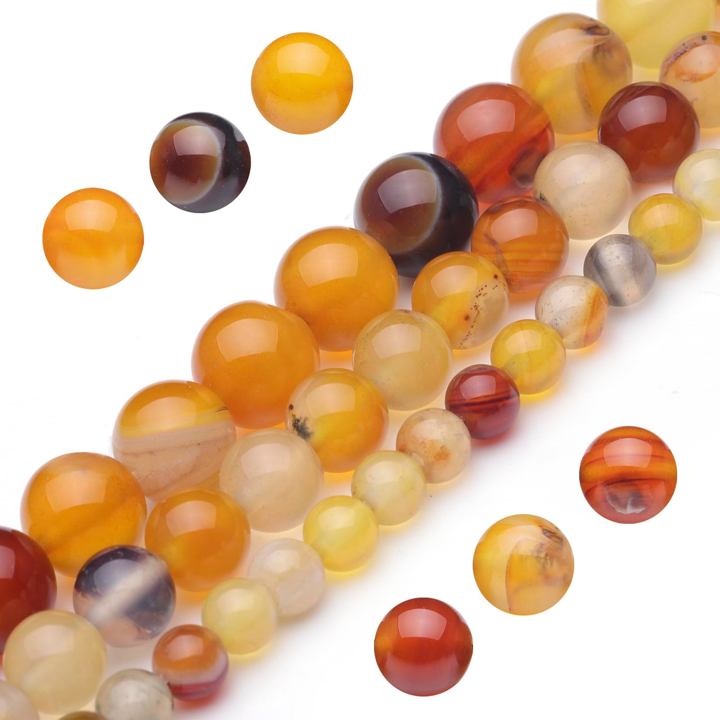 Youngbling Natural Gemstone Beads for Jewelry Making,8mm Amber Agate Polished Round Smooth Stone,Genuine Real Stone Red Beads for Bracelet Necklace 15 Inch(Amber Agate,8mm)